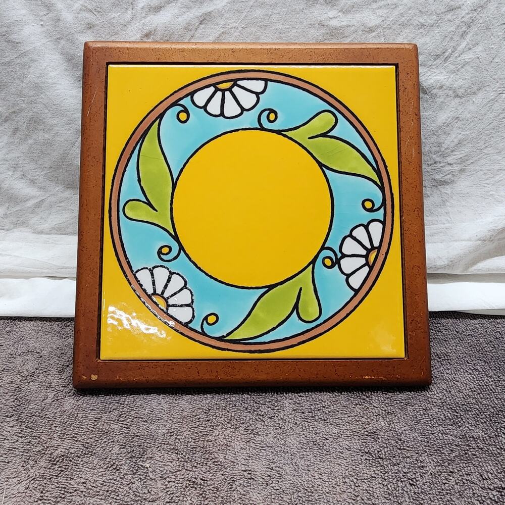 Artesa Hand Painted tile trivet wall hanging made in Ecuador X